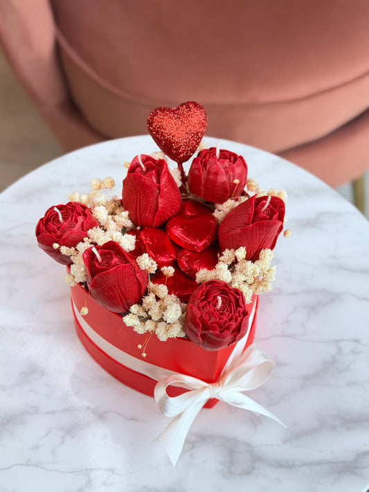 Candle Bouquet Heart + Chocolates